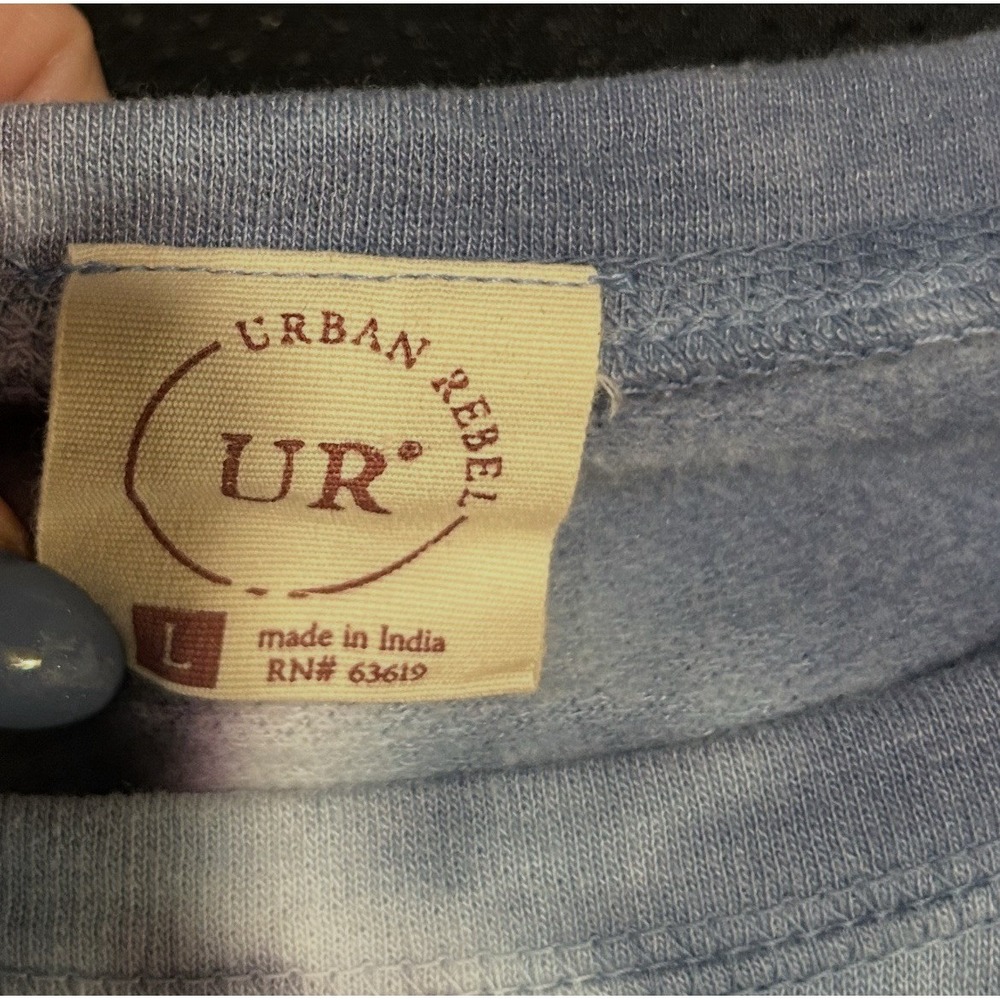 Urban Rebel Cropped Tie Dye Sweatshirt Sz L Oversized Blue Cotton Blend Trendy - Picture 3 of 14